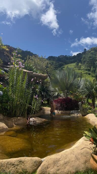 Sitio Com Piscina Natural E Cascata, Com Linda Vista Em Lumiar. Dış mekan fotoğraf
